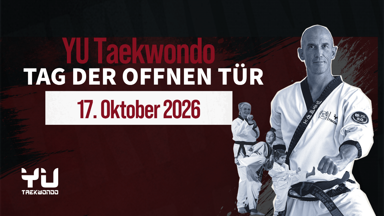 Tag der offenen Tür bei YU Taekwondo am 17. Oktober 2026 mit kostenlosen Probetrainings.