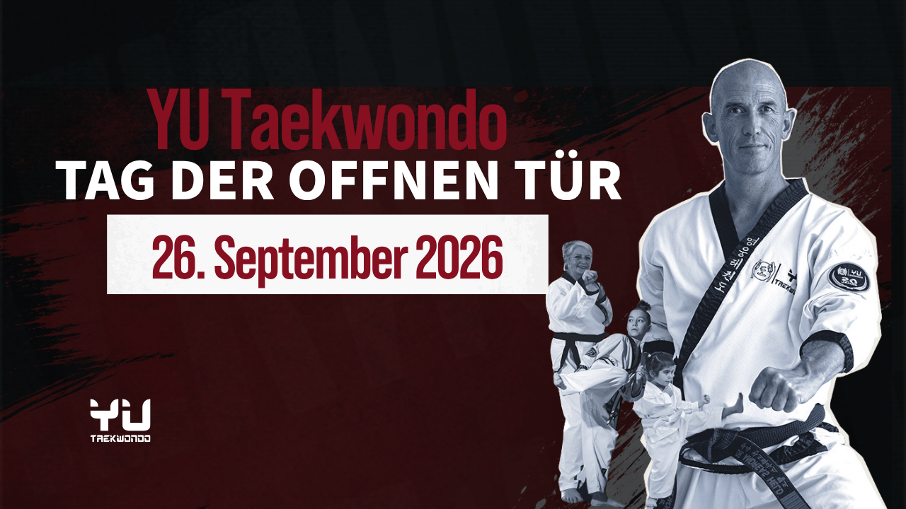 Tag der offenen Tür bei YU Taekwondo am 26. September 2026 mit kostenlosen Probetrainings.
